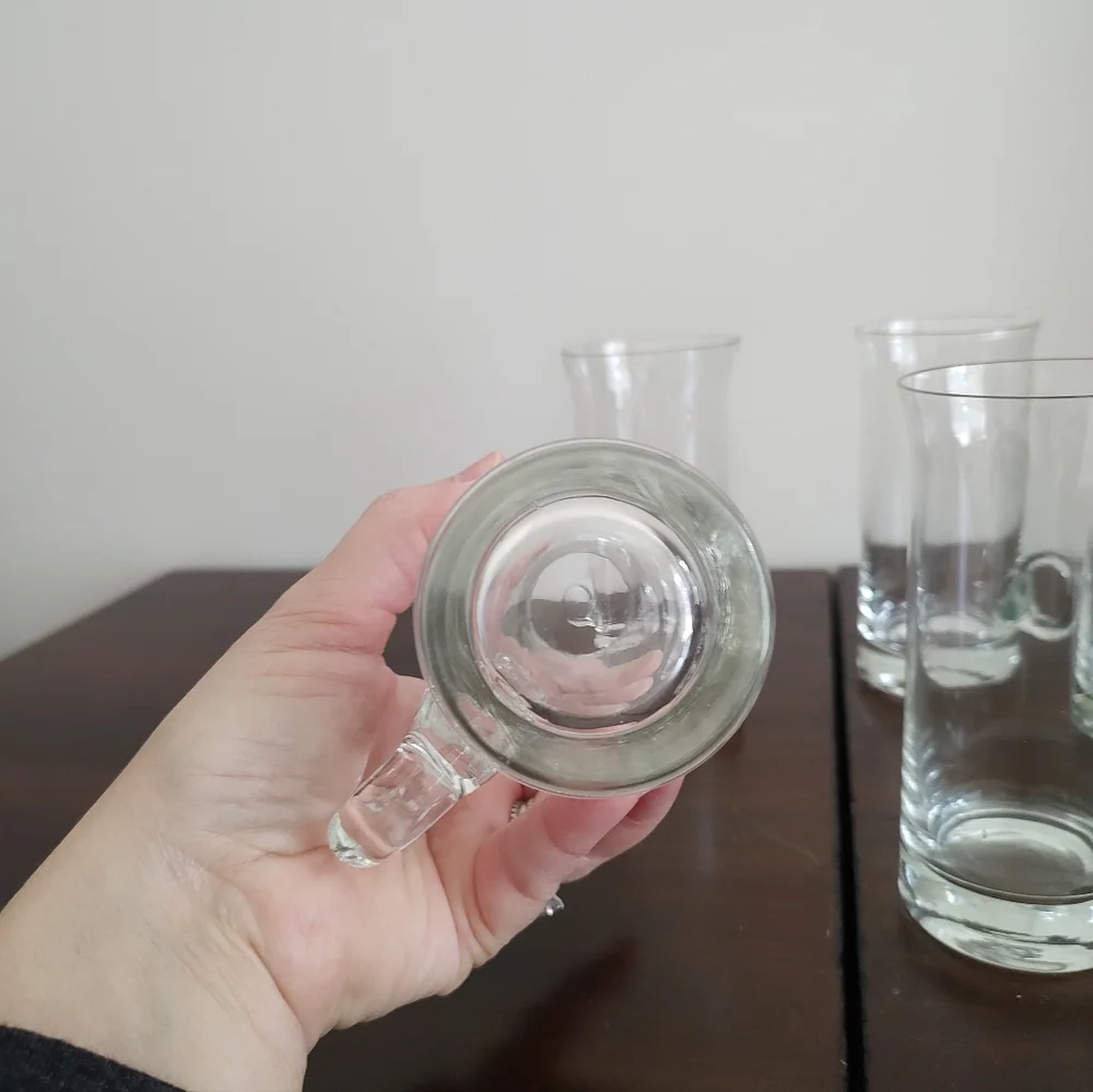 Vintage Irish Coffee Hand Blown Loop Handle Glasses Set Of Five